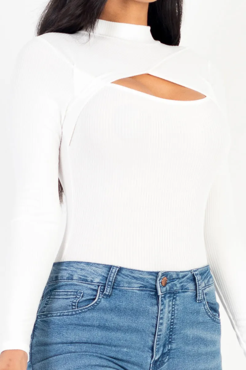 Front Cutout Long Sleeve Bodysuit (CAPELLA)