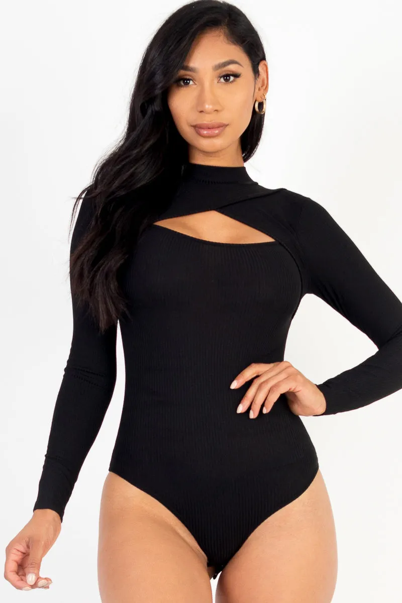 Front Cutout Long Sleeve Bodysuit (CAPELLA)