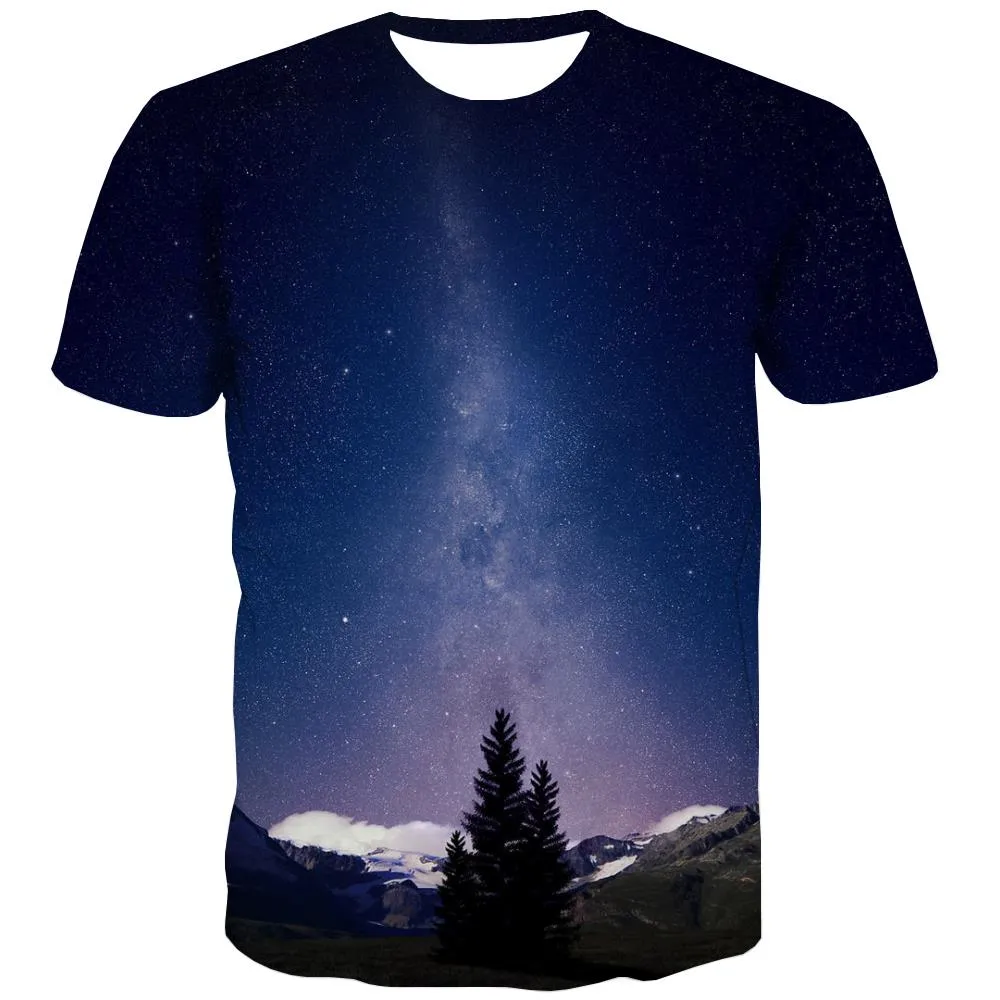 Galaxy T shirts Men Planet Shirt Print Starry Sky T-shirts Graphic Colorful T shirts Funny Harajuku Tshirts Cool