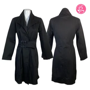 Genevieve Gozum Black Coat Dress with Belt