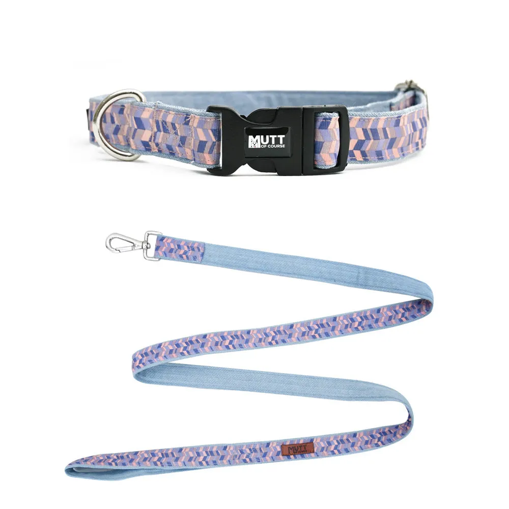 Geometrical Denim Collar   Leash Set