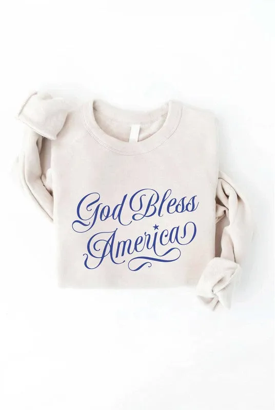 GOD BLESS AMERICA Graphic Sweatshirt in Heather Dust