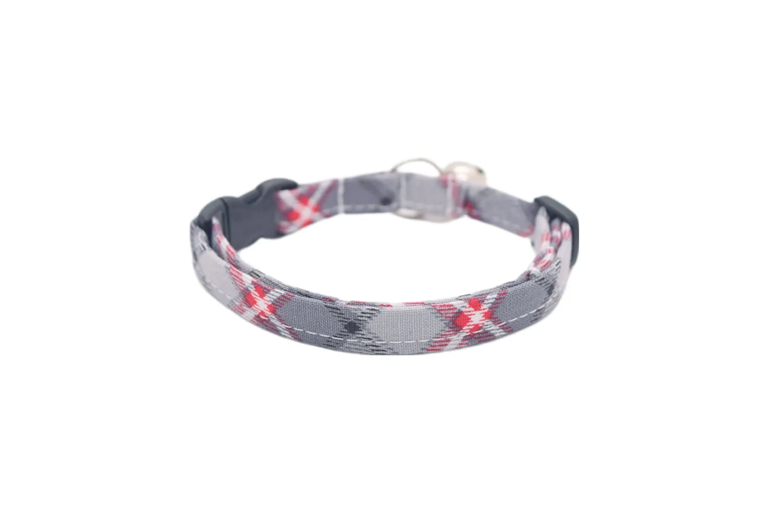 Gray & Red Plaid Cat Collar