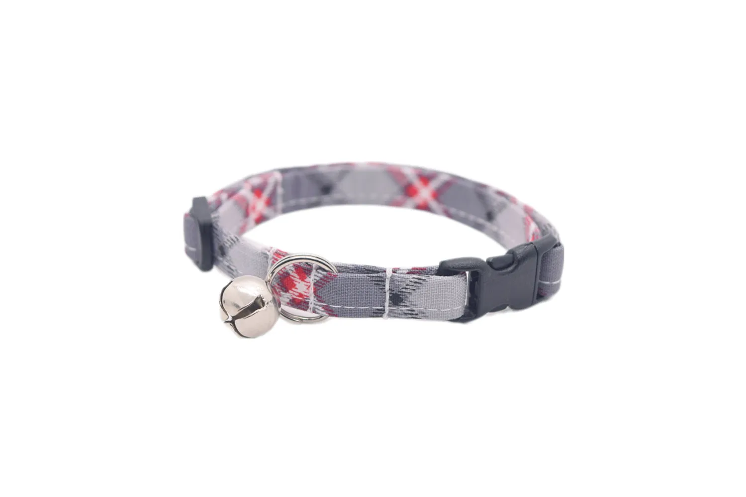 Gray & Red Plaid Cat Collar