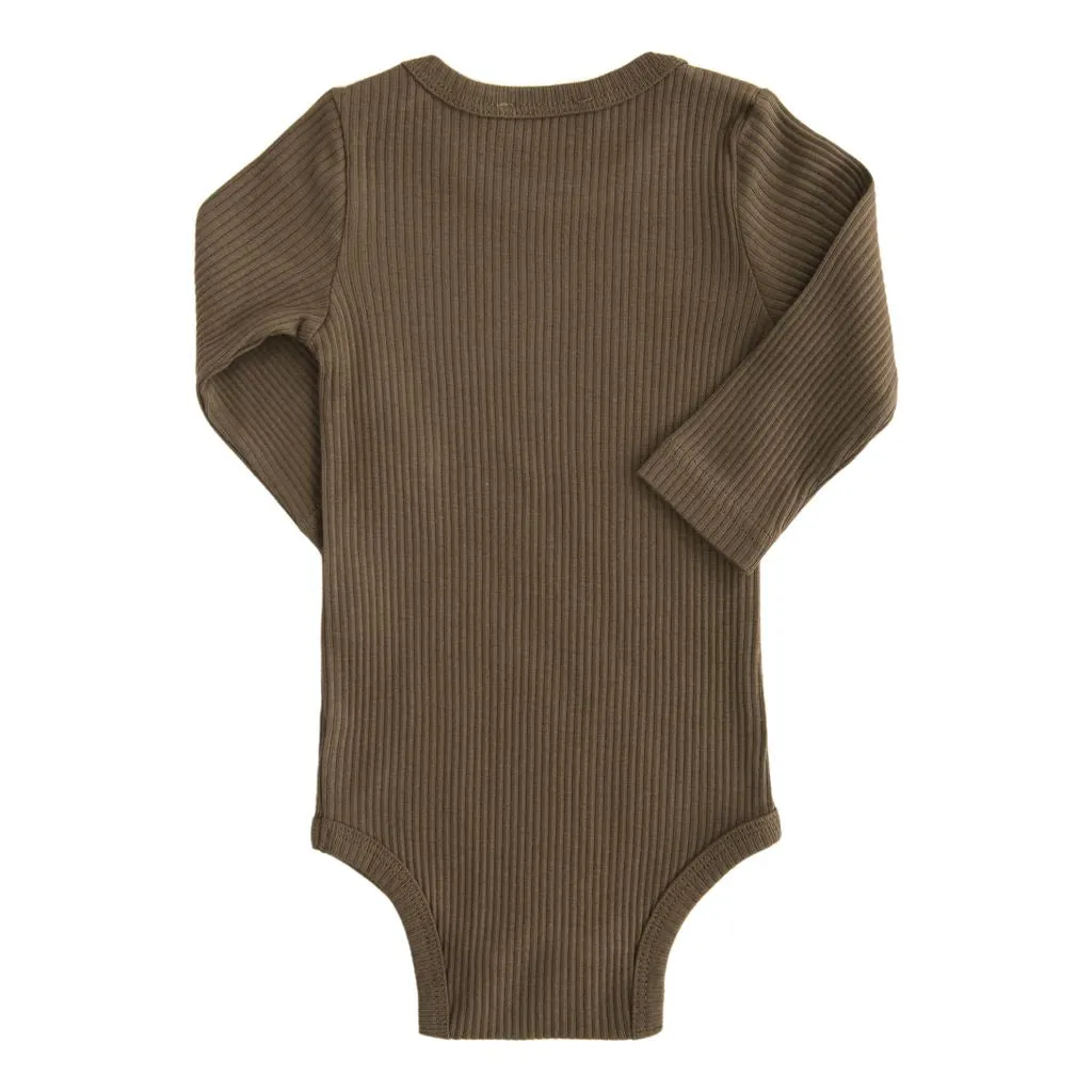 Green Olive Long Sleeved Modal Bodysuit