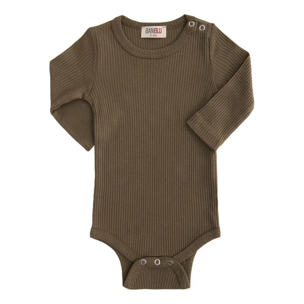 Green Olive Long Sleeved Modal Bodysuit