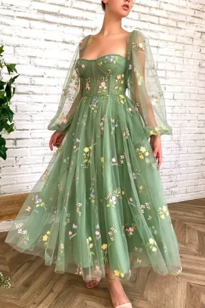 Green Tulle Lace Short Prom Dress