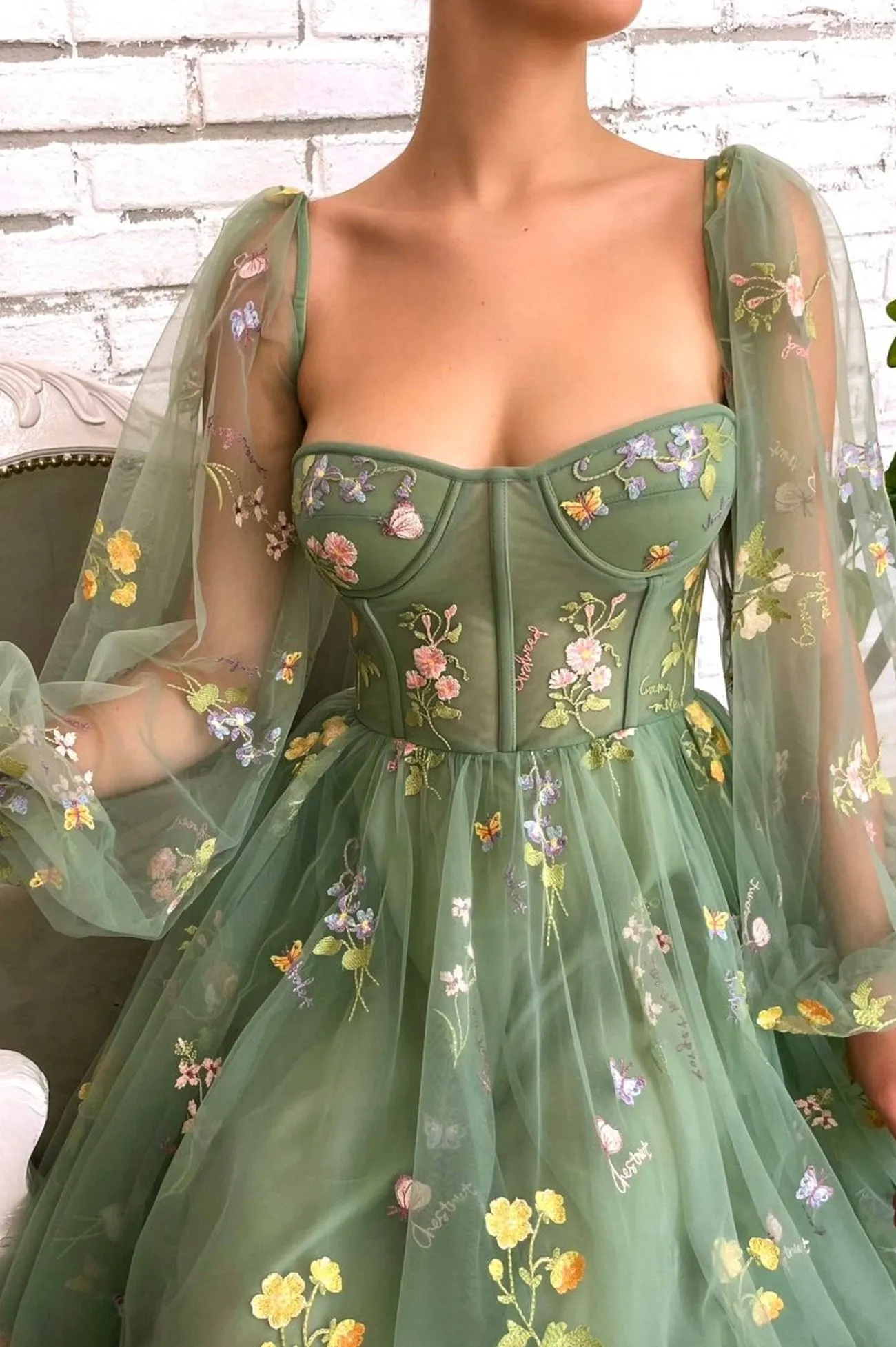 Green Tulle Lace Short Prom Dress