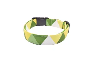 Green, Yellow & White Geometric Dog Collar