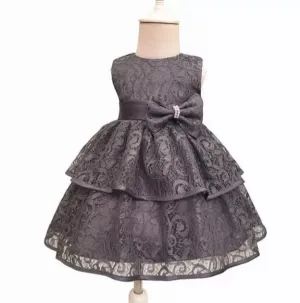 Grey Floral Lace Tu-Tu Dress (3M-24M)