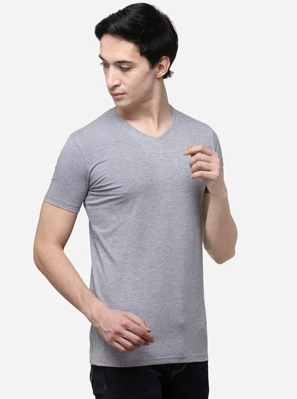 Grey Slim Fit Solid T-Shirt | JadeBlue