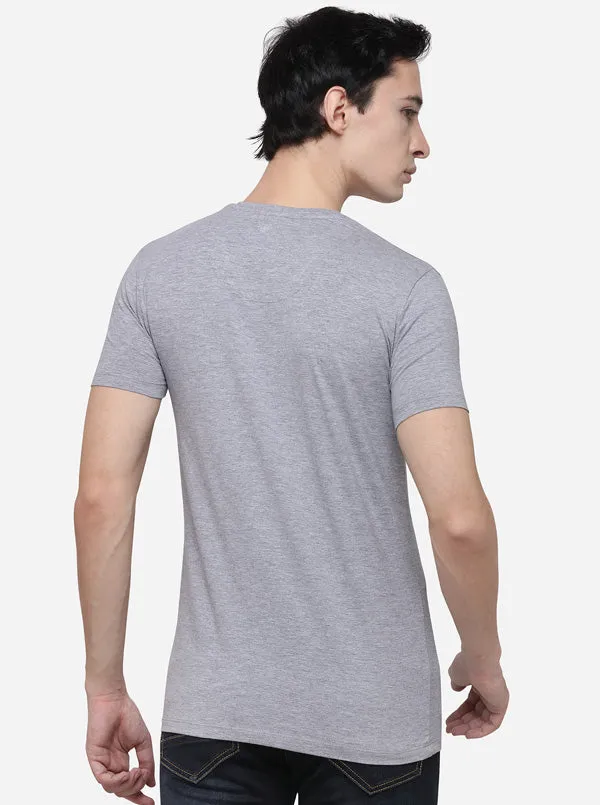 Grey Slim Fit Solid T-Shirt | JadeBlue