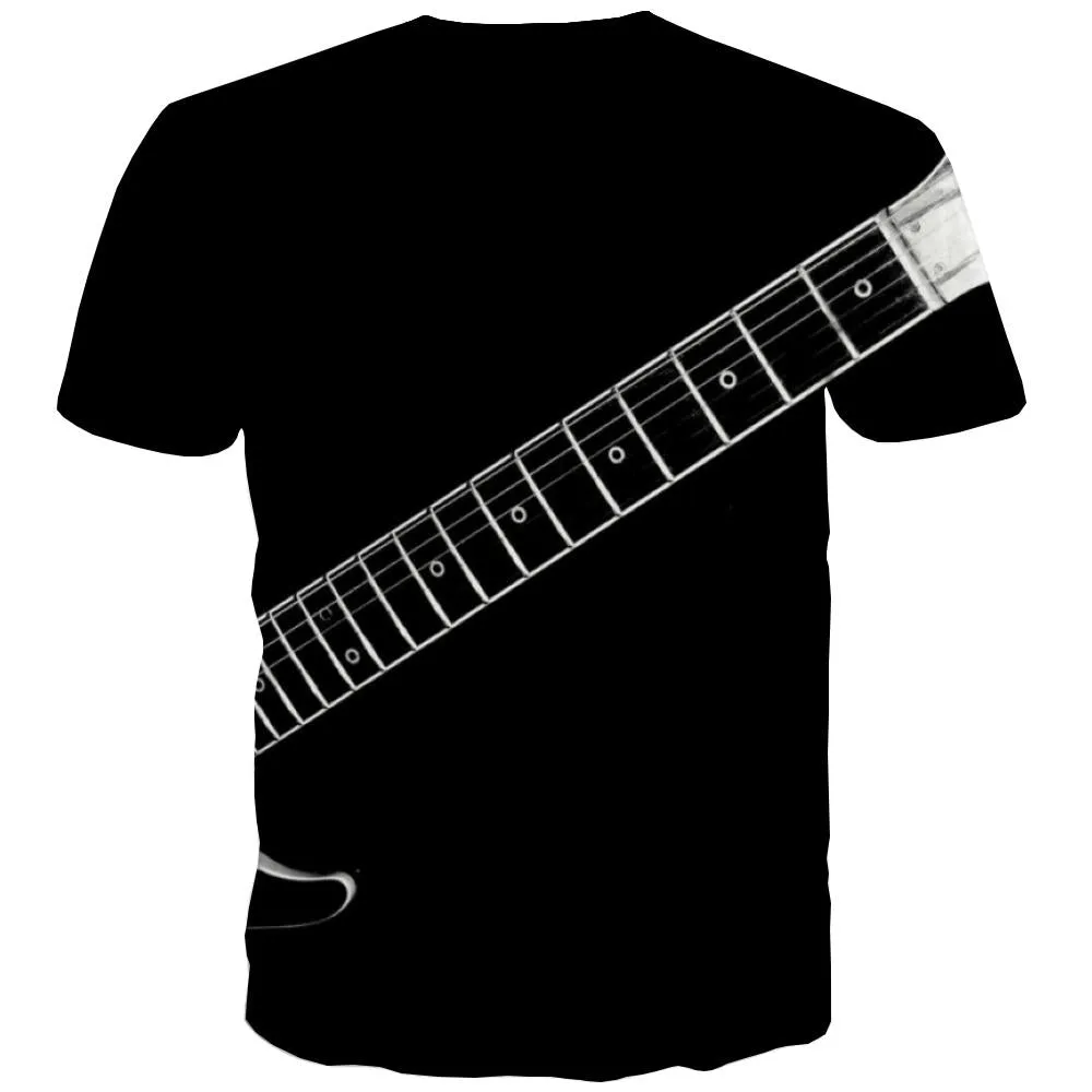 Guitar T shirts Men Music T shirts Funny Wooden Tshirts Novelty Metal Tshirt Printed