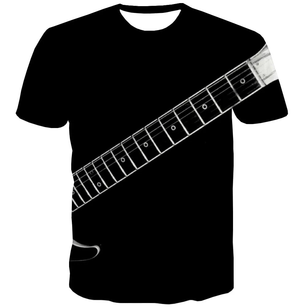 Guitar T shirts Men Music T shirts Funny Wooden Tshirts Novelty Metal Tshirt Printed