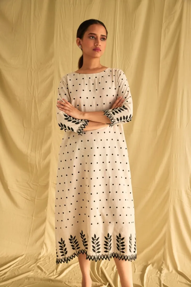 Hand Scalloped Cutwork Linen Dress