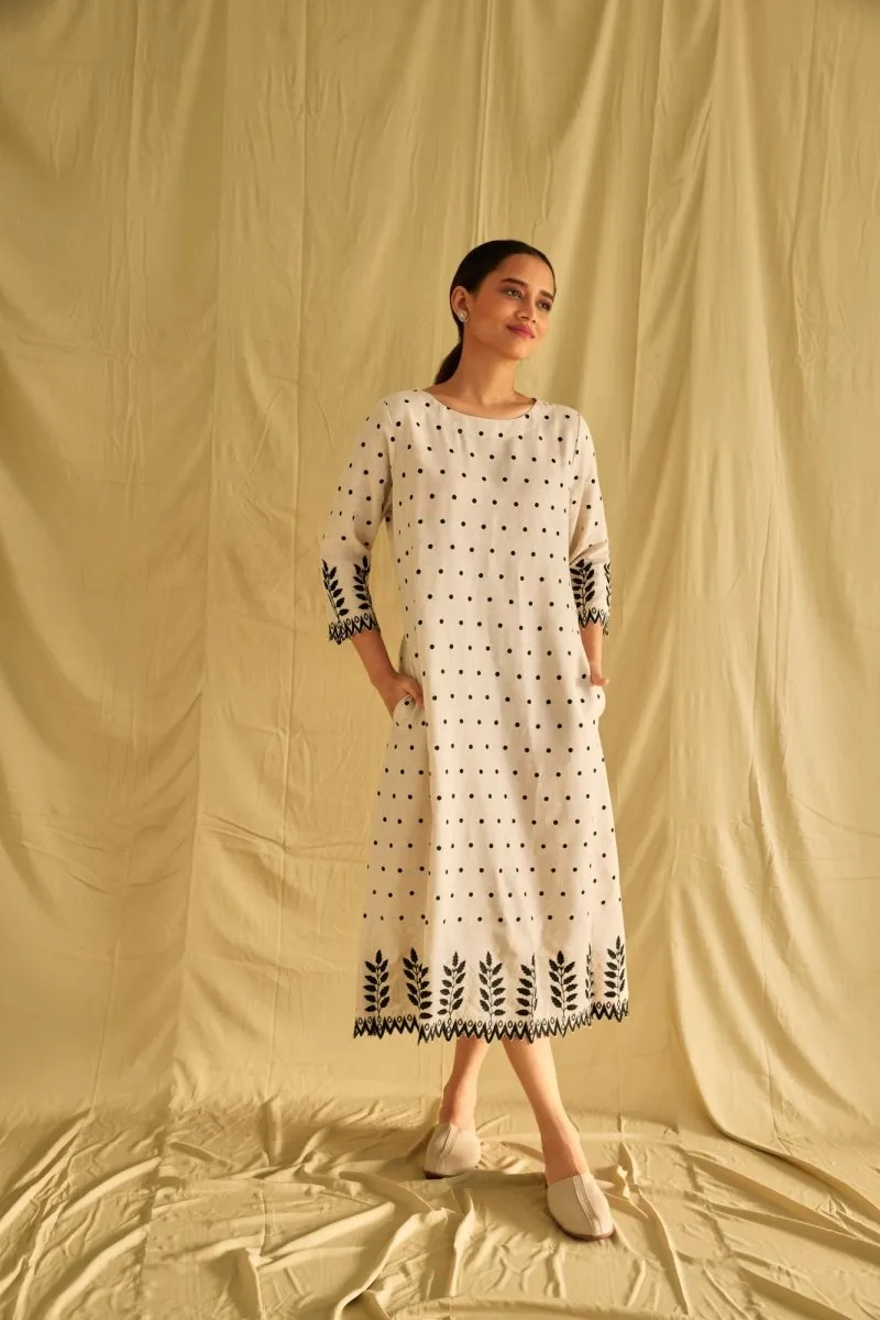 Hand Scalloped Cutwork Linen Dress