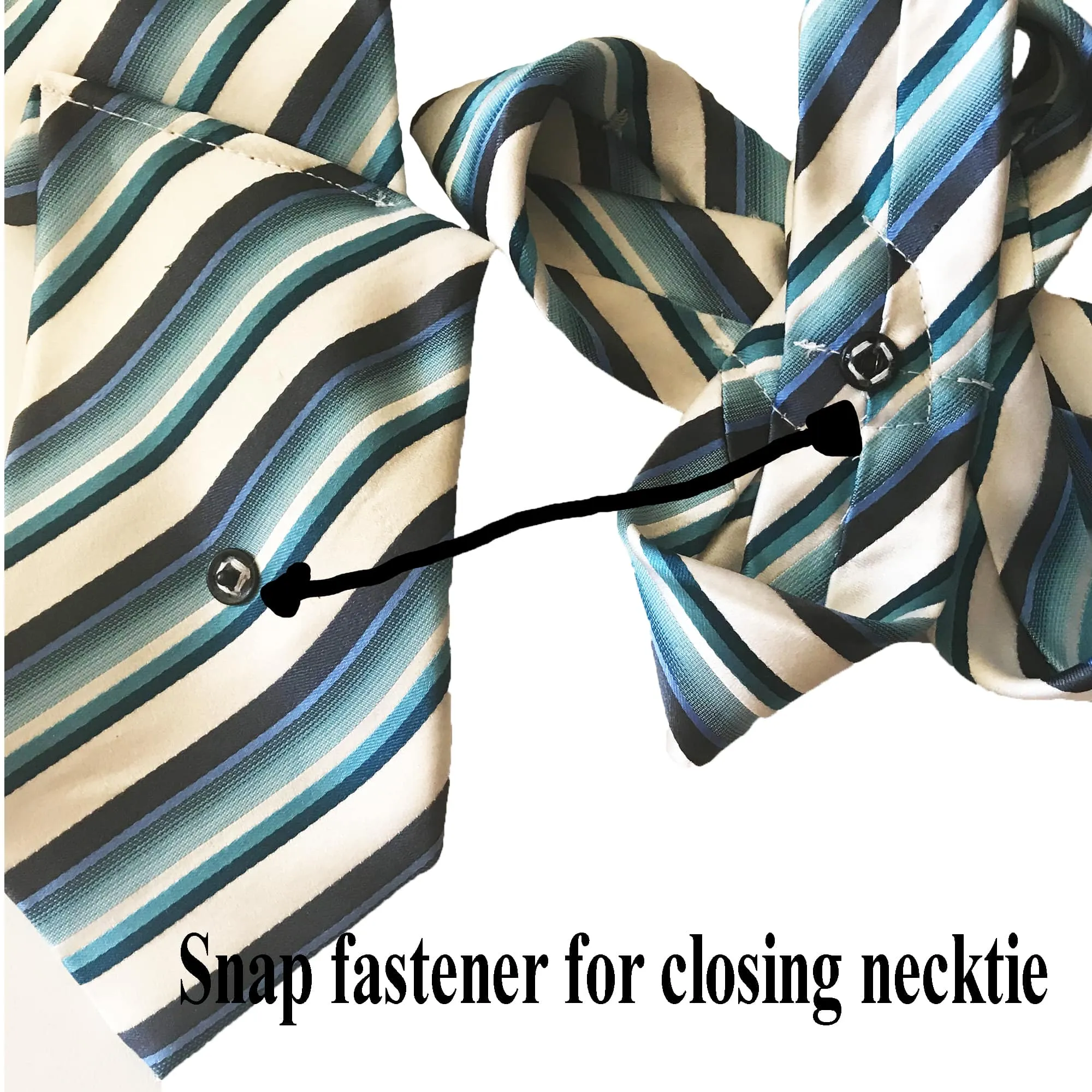 Handmade Women’s Blue & White Silk Necktie – Striped Design, Upcycled