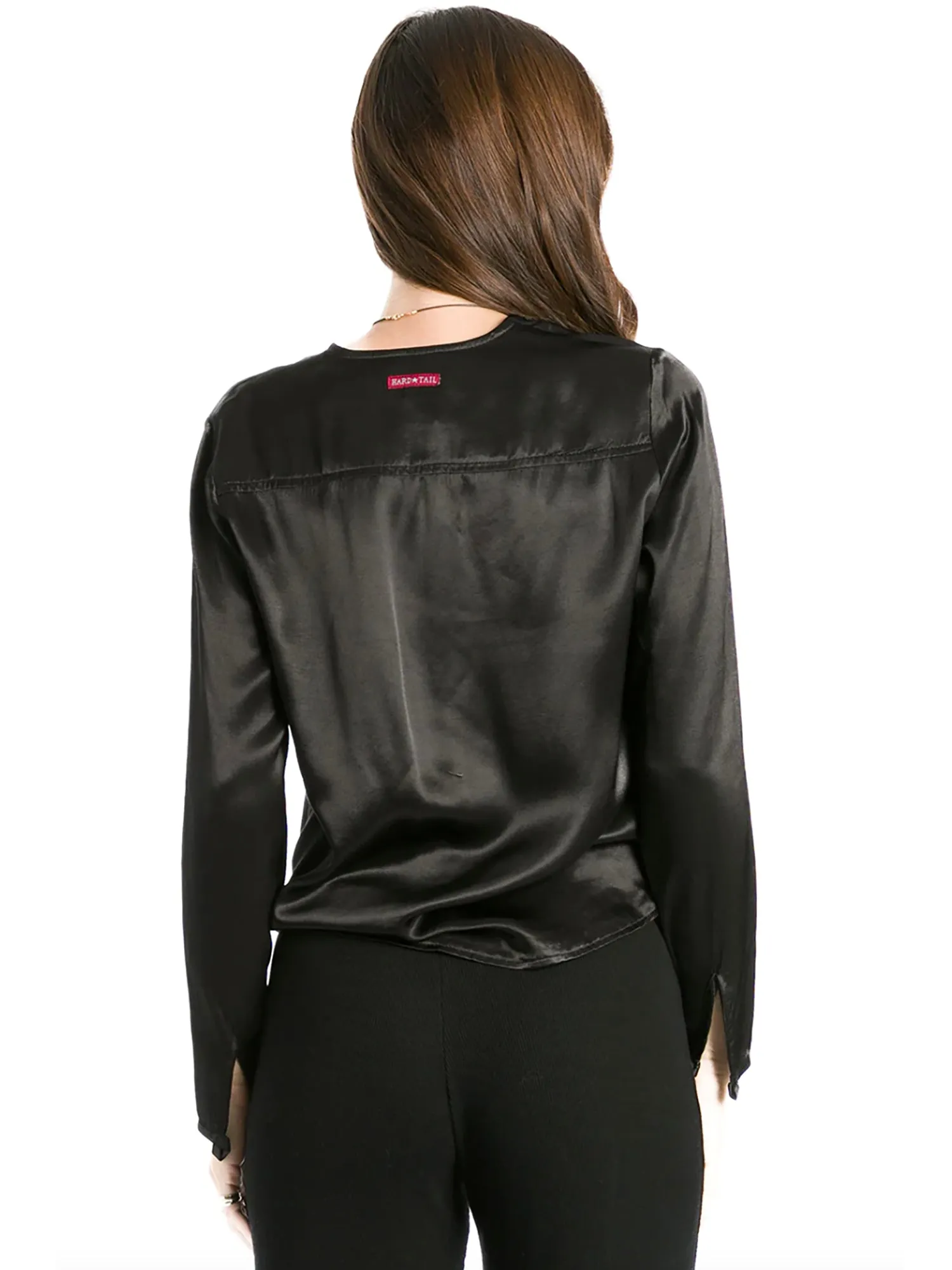 Hard Tail Satin Tie Front Blouse (Style SAT-41)