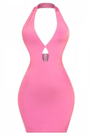 Harleen Pink Halter Mini Dress