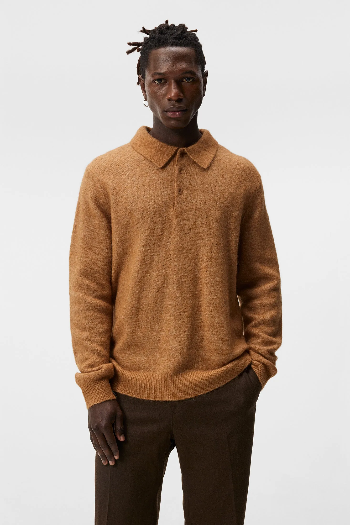 Hayden Hairy Polo Knit / Chipmunk