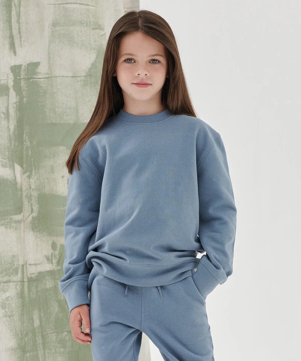 Heather Grey - Kids sustainable fashion curved hem sweatshirt