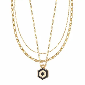 Hexagon Palm Necklace Layering Set