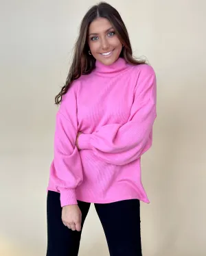 Hold Me Close Pink Turtleneck Sweater