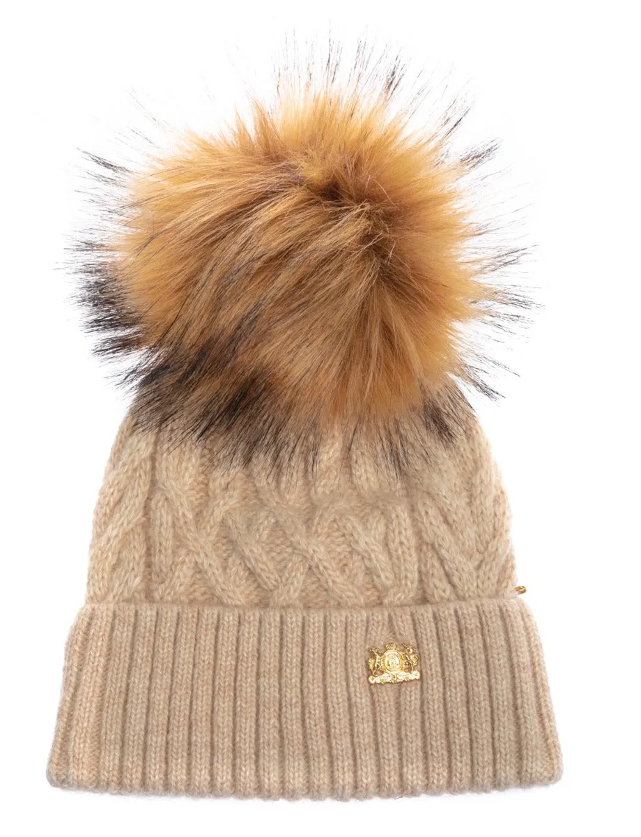 Holland Cooper Windsor Ladies Bobble Hat in Oatmeal Marl