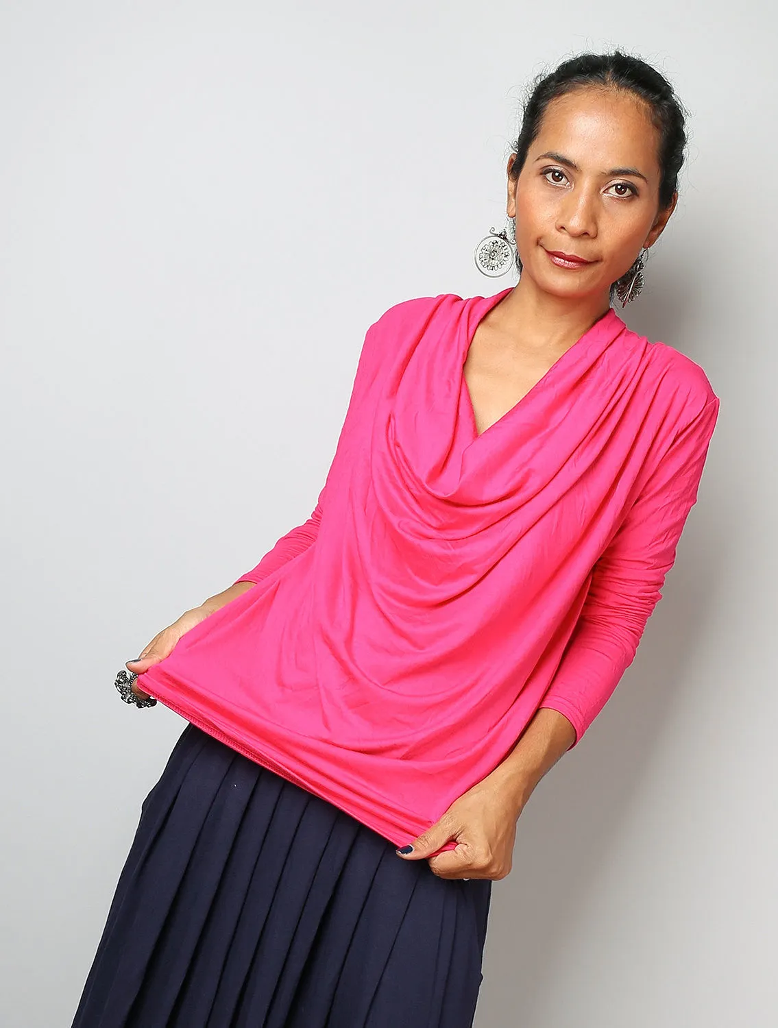 Hot Pink Top / Trendy Blouse Tunic / Pink sweater : Urban Chic Collection No.23