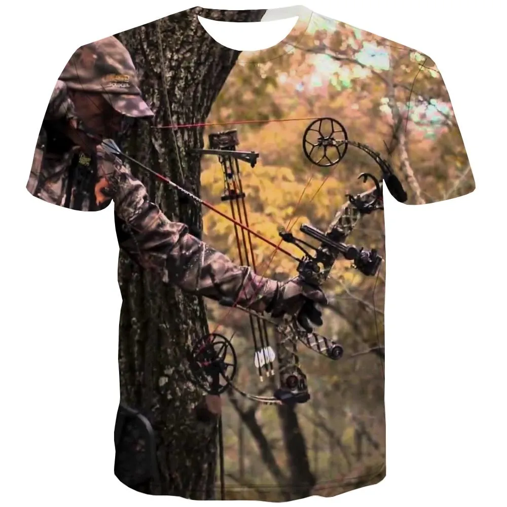 Hunting T shirts Men Jungle Tshirts Casual Deer Tshirt Anime Shooter T-shirts Graphic Camouflage Tshirts Cool