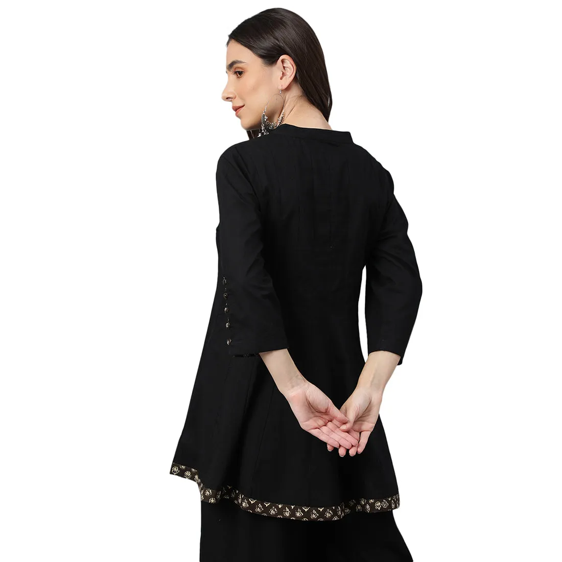 Idalia Black Cotton Anarkali Tunic