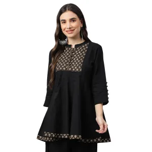 Idalia Black Cotton Anarkali Tunic