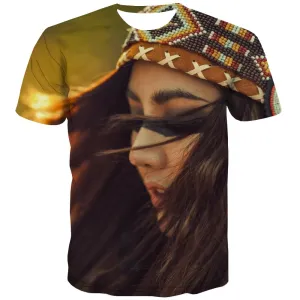 Indians T-shirt Men Grassland T-shirts Graphic Sunset Tshirts Casual War Shirt Print