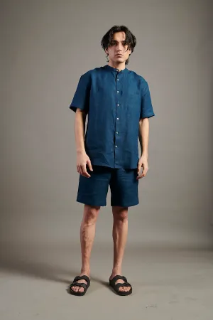 Indigo Linen Golf Shorts