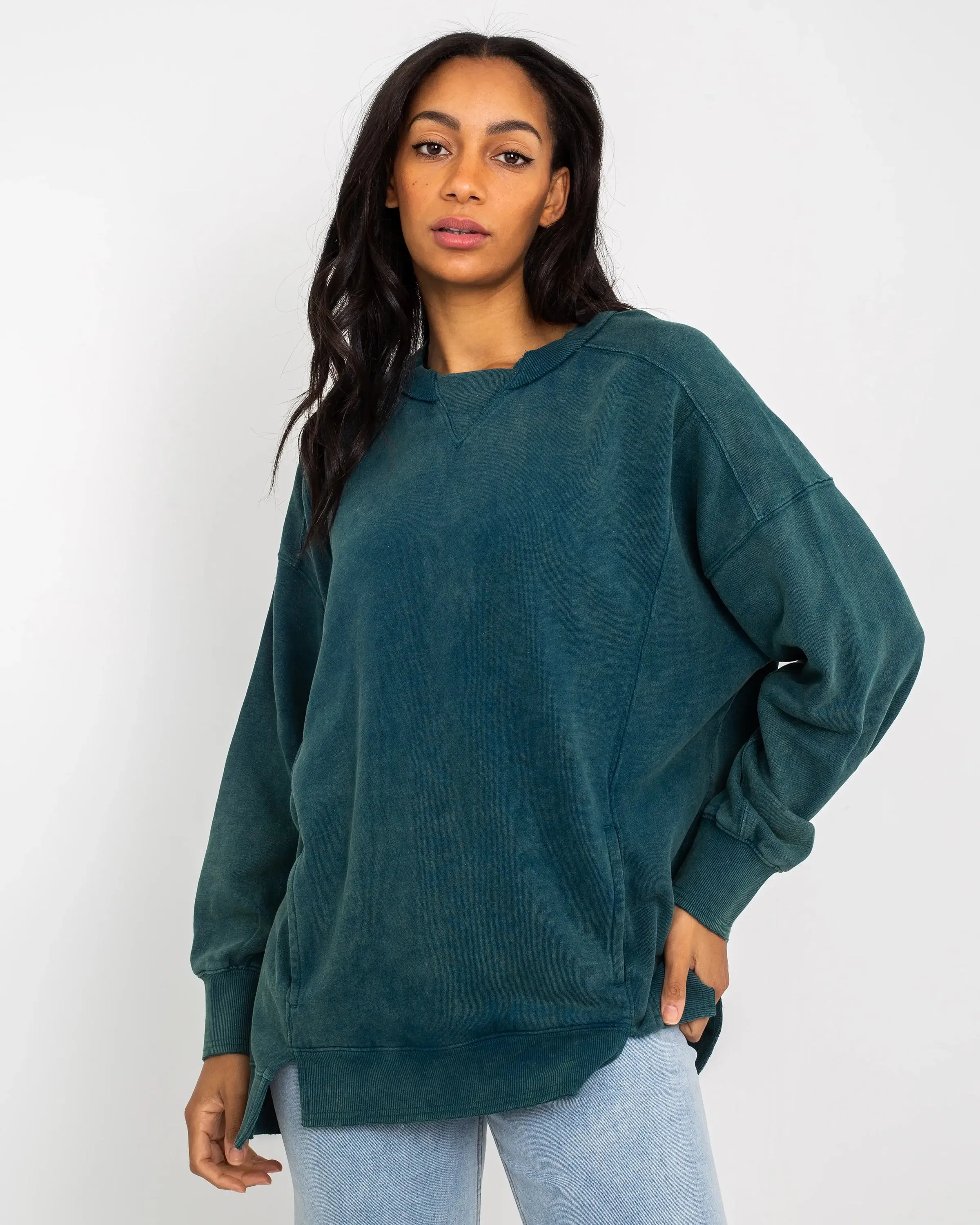 Intercept Tunic Sweatshirt in Emerald Green