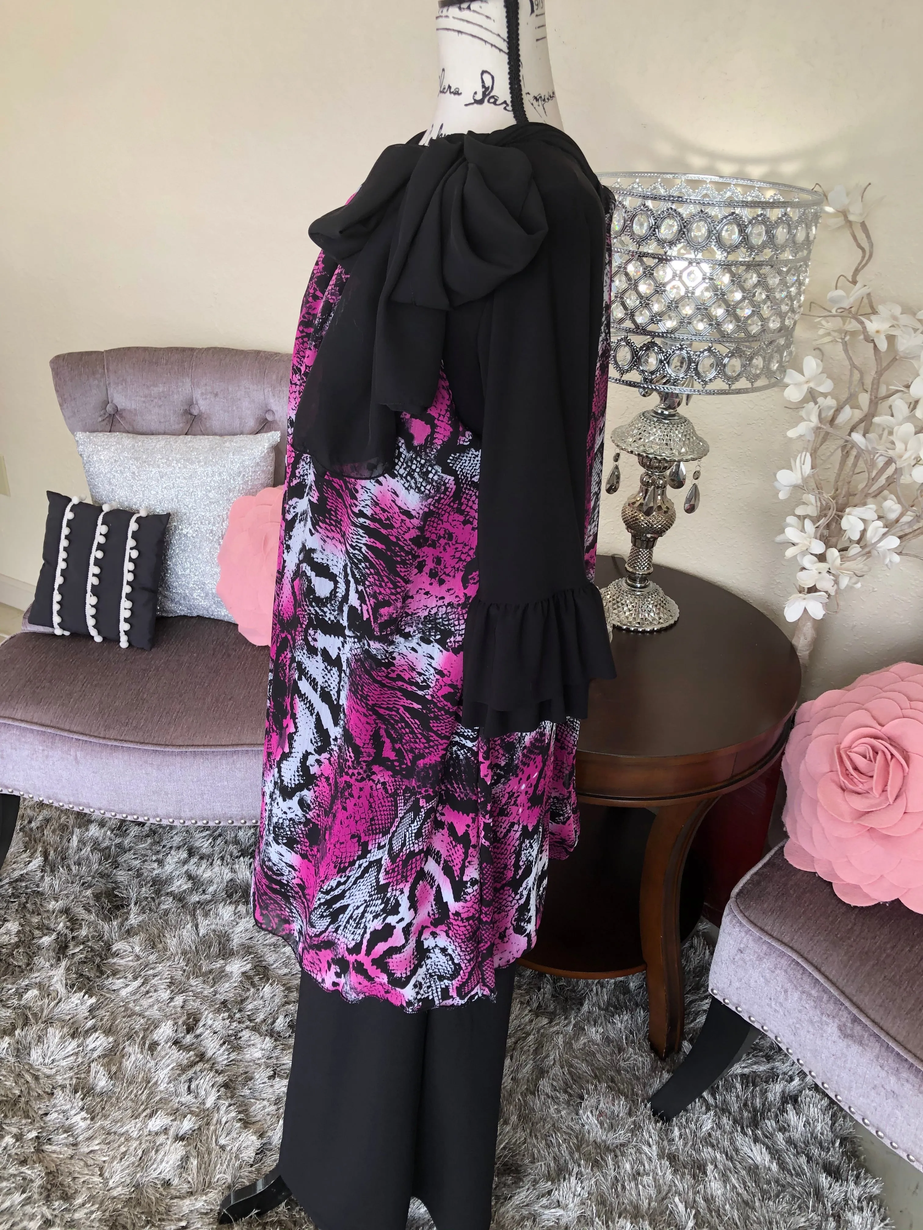 Isabella Fuchsia Animal Print Scarf-Style Tunic/Top