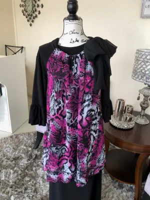 Isabella Fuchsia Animal Print Scarf-Style Tunic/Top