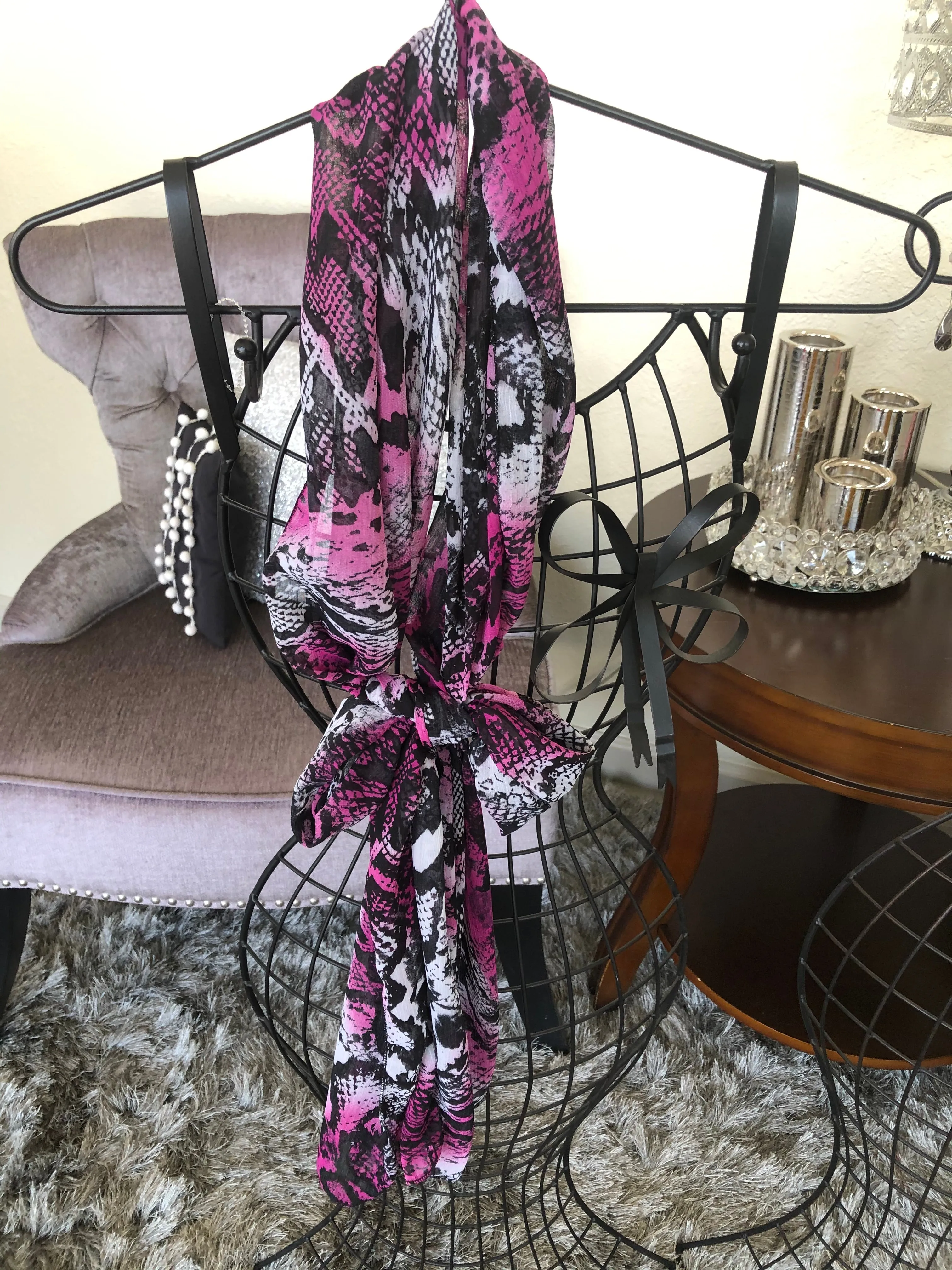 Isabella Fuchsia Animal Print Scarf-Style Tunic/Top