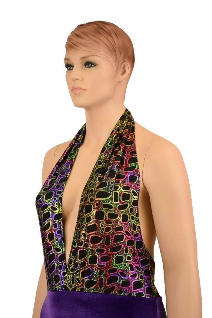 Josie Romper in Poisonous & Purple Velvet