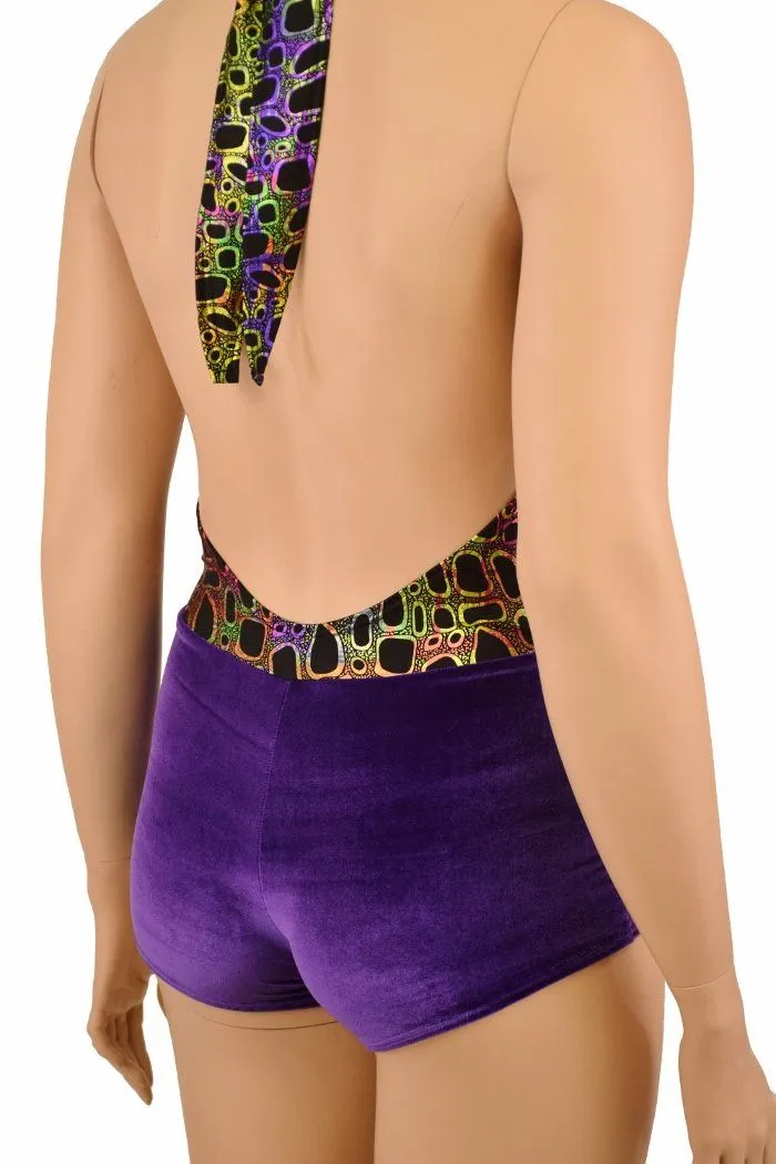 Josie Romper in Poisonous & Purple Velvet