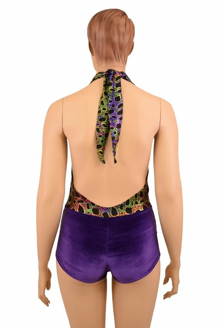 Josie Romper in Poisonous & Purple Velvet