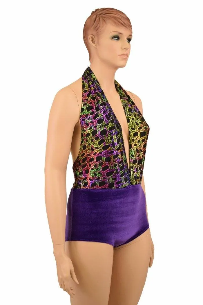 Josie Romper in Poisonous & Purple Velvet