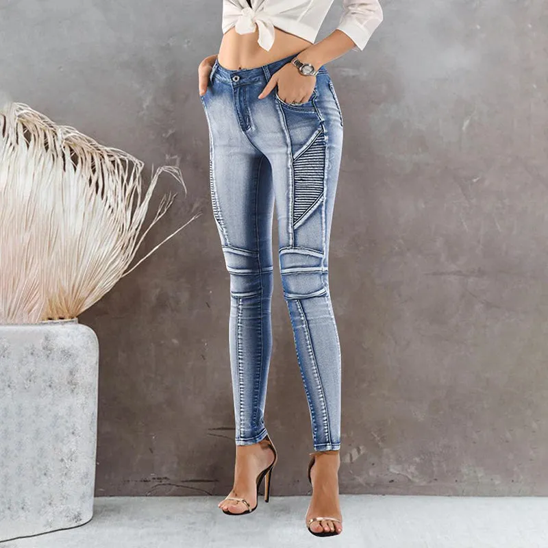 Julia Fashion - Fashion Pleated Skinny Jeans