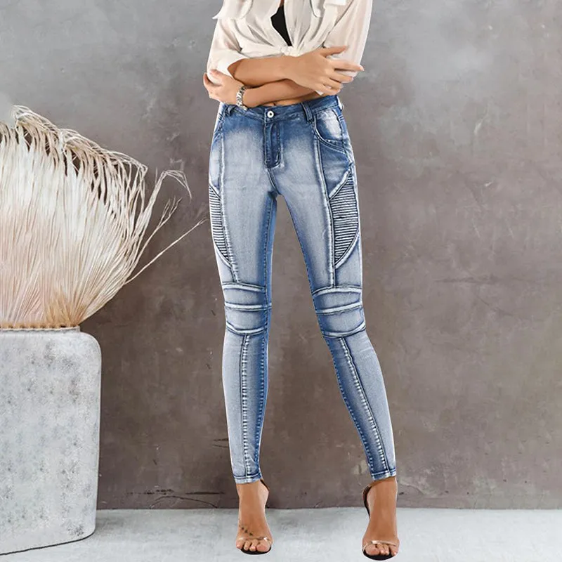 Julia Fashion - Fashion Pleated Skinny Jeans