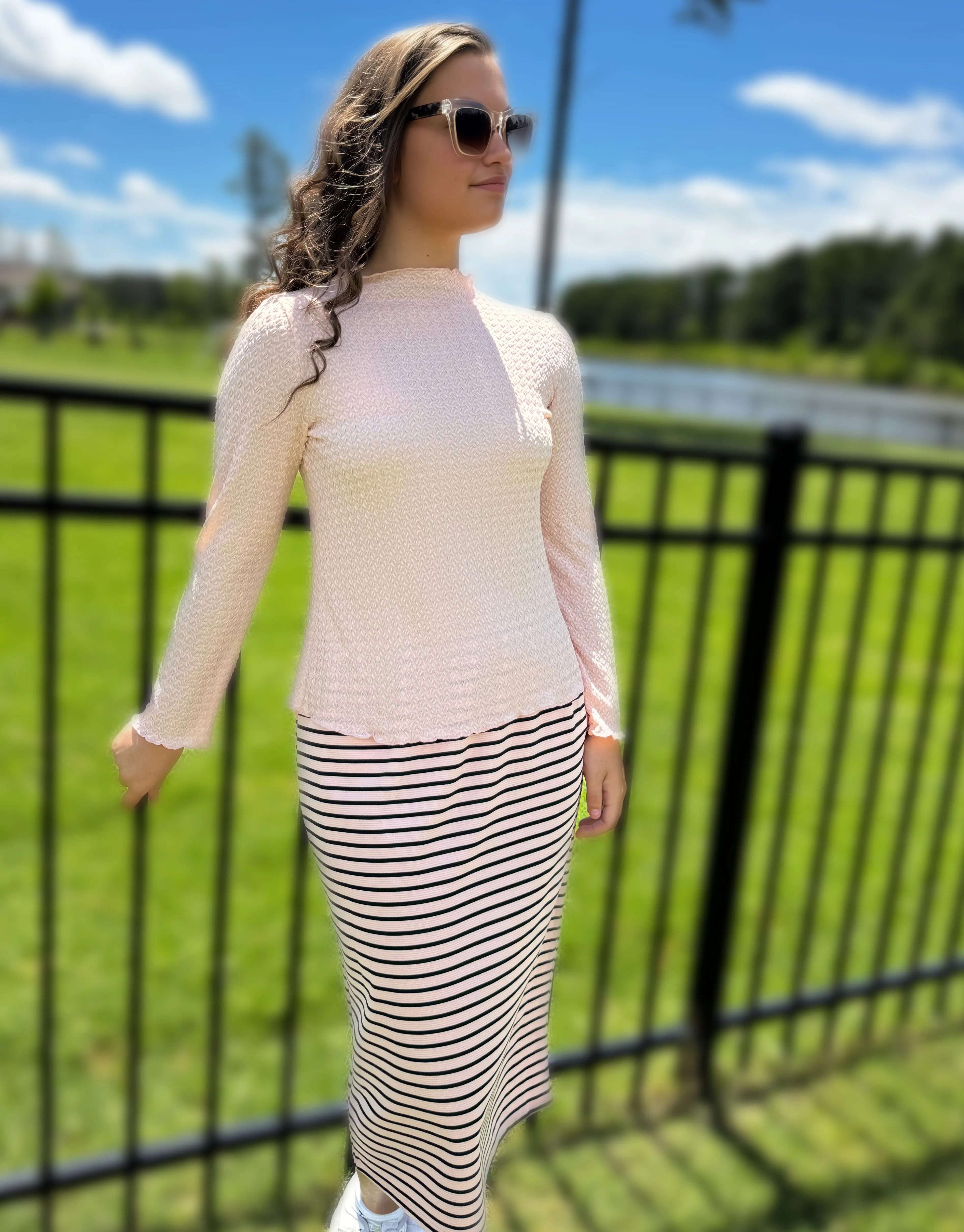 Junior Fitted Textured Layering  Top
