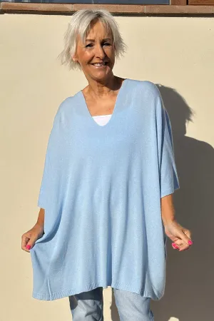 Katya V-Neck Top Light Blue