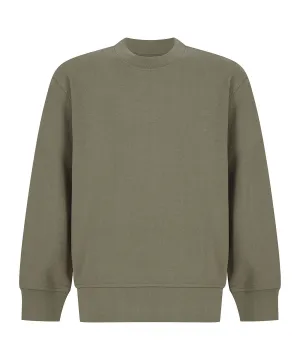 Khaki - Kids sustainable fashion curved hem sweatshirt