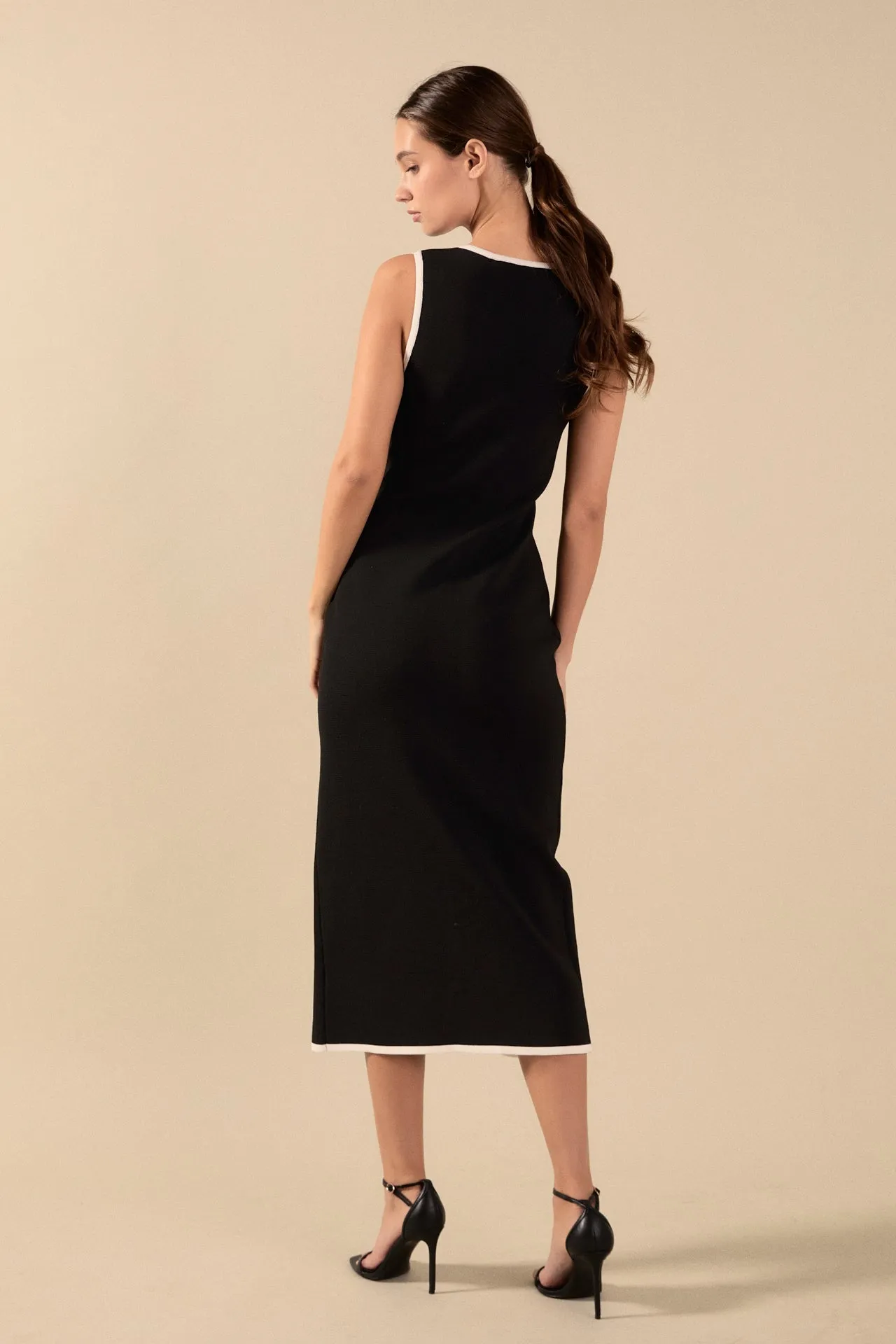 Knit Contrast Midi Dress