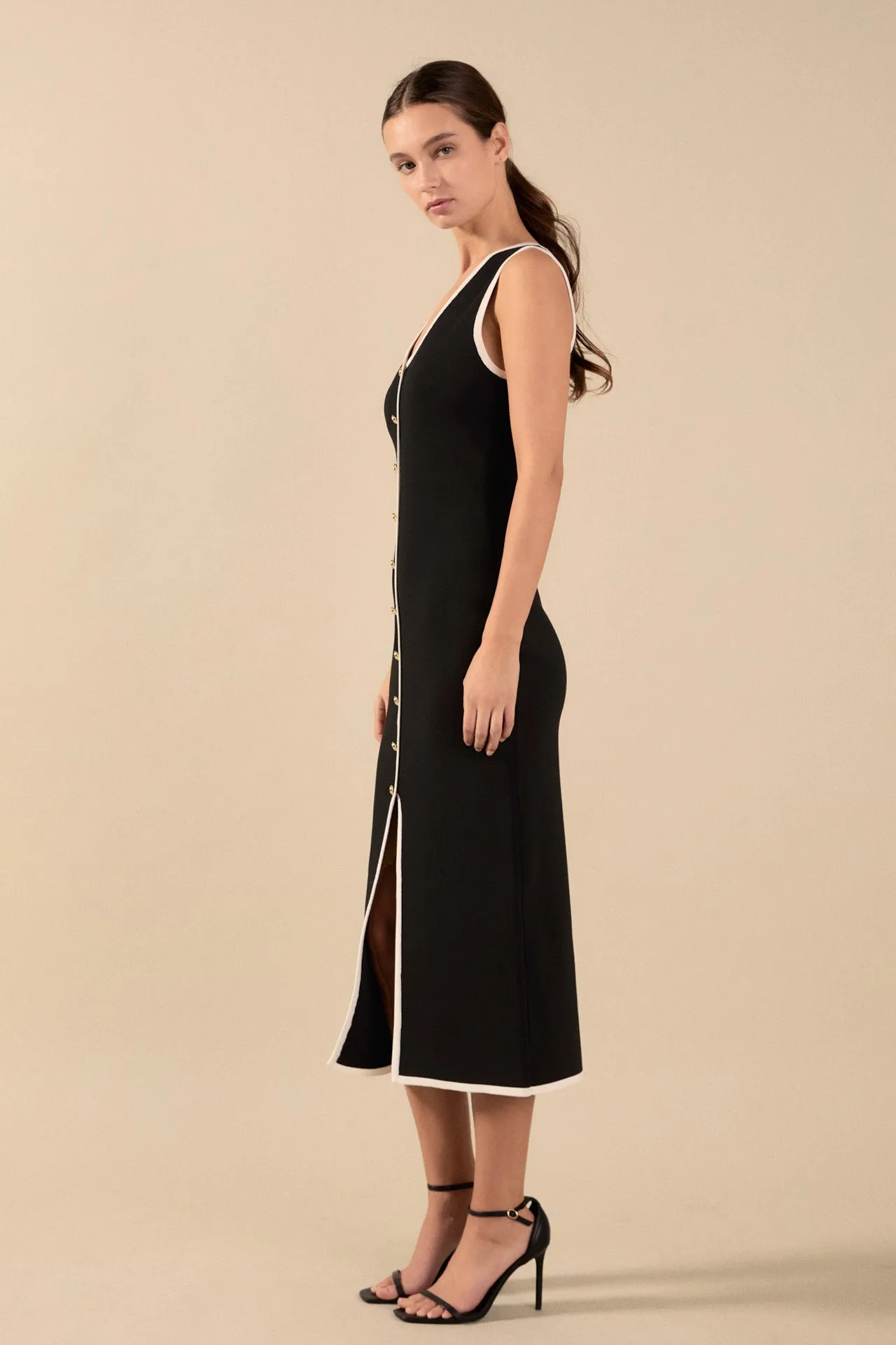 Knit Contrast Midi Dress