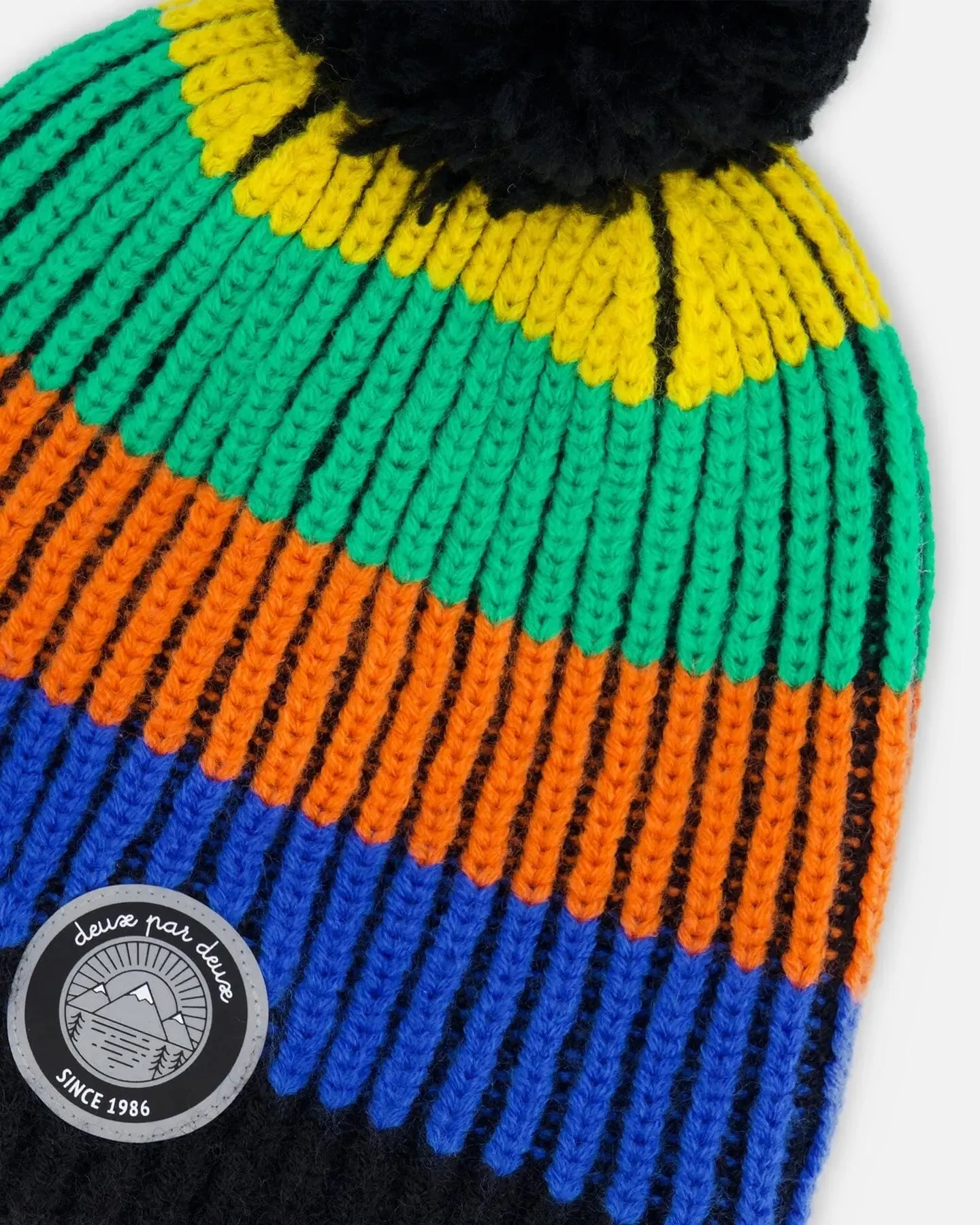 Knit Hat Multicolor With Black Pompom